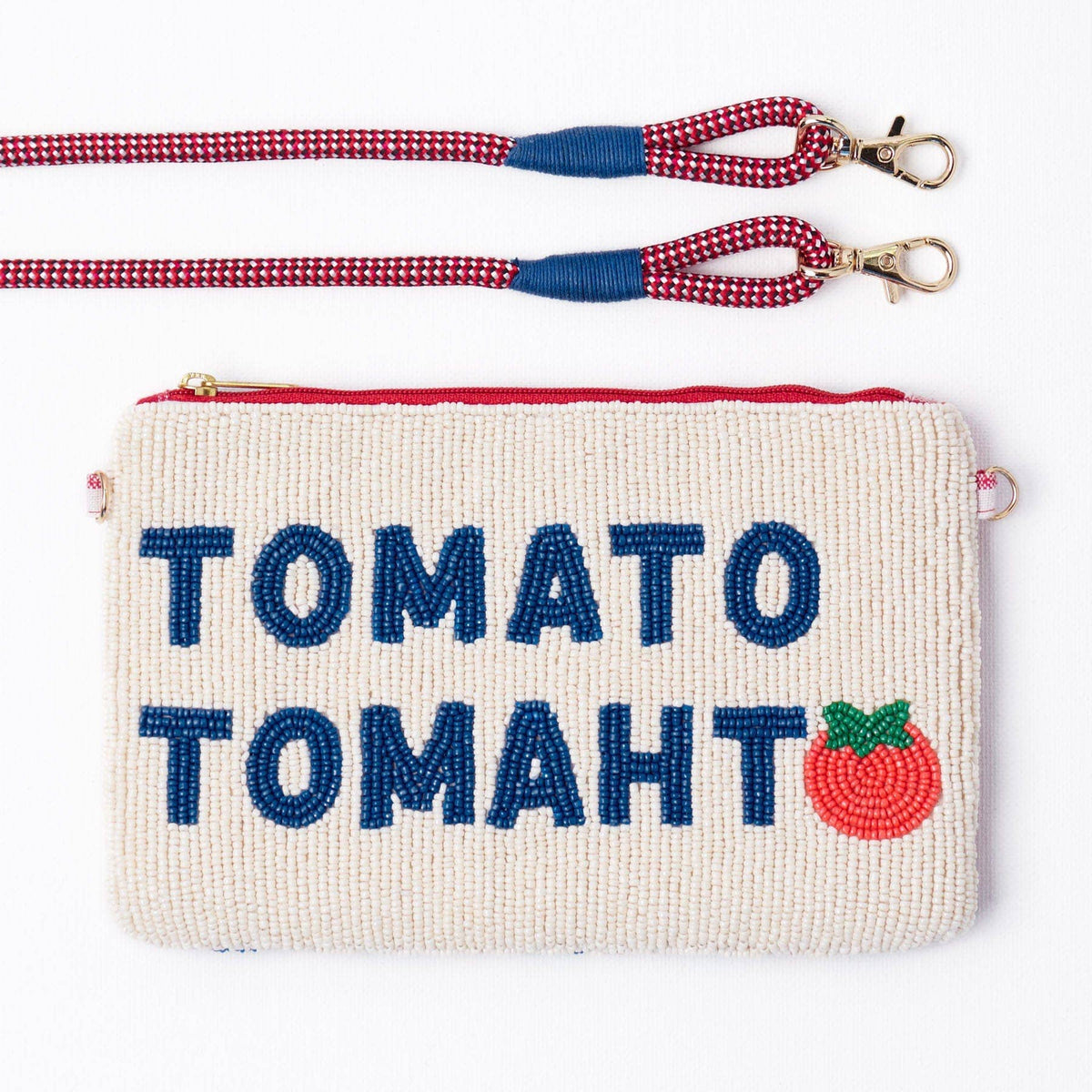 Leila Tomato Tomahto Seed Bead Clutch With Strap