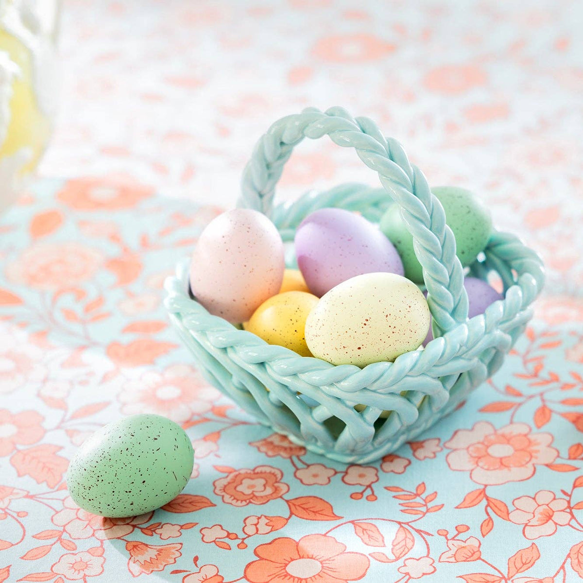 Hand Woven Ceramic Small Easter Basket - Blue