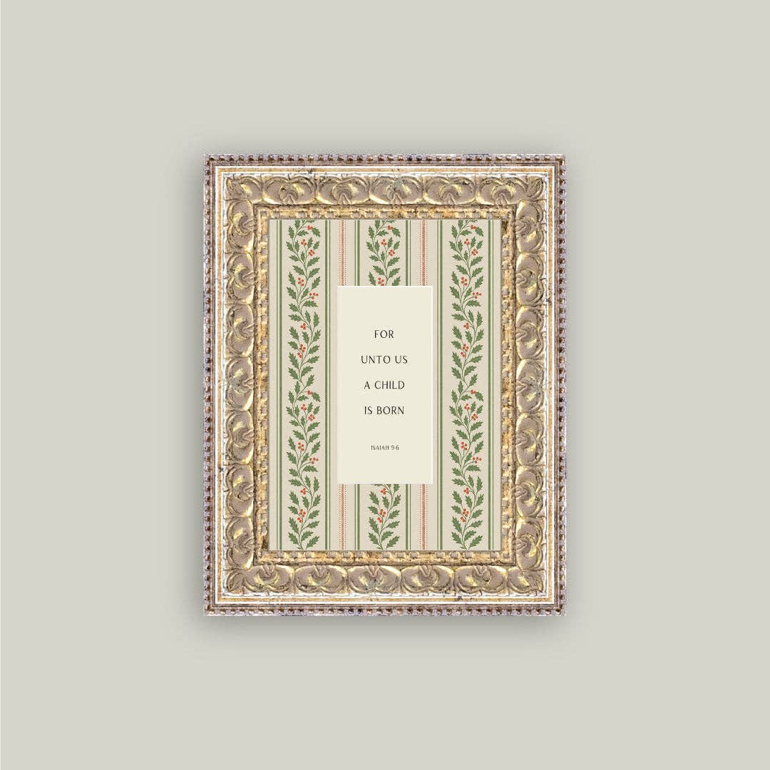 A Child is Born Framed Antique Art - 5x7