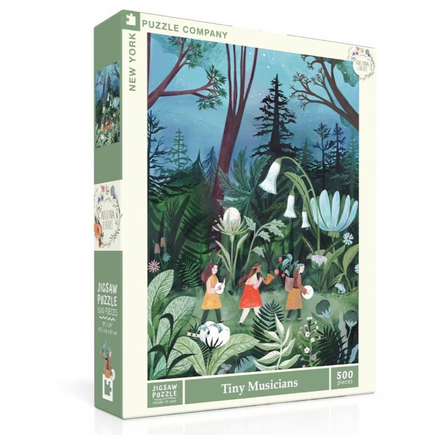 Talented musicians parade through a botanical forest, playing a melody that serenades the surrounding nature.
Details:
500 Piece Jigsaw Puzzle
Finished Puzzle Size: 18"x24"
Linen style finish to reduce glare
Made in USA
Recommended Age: 10+ Years