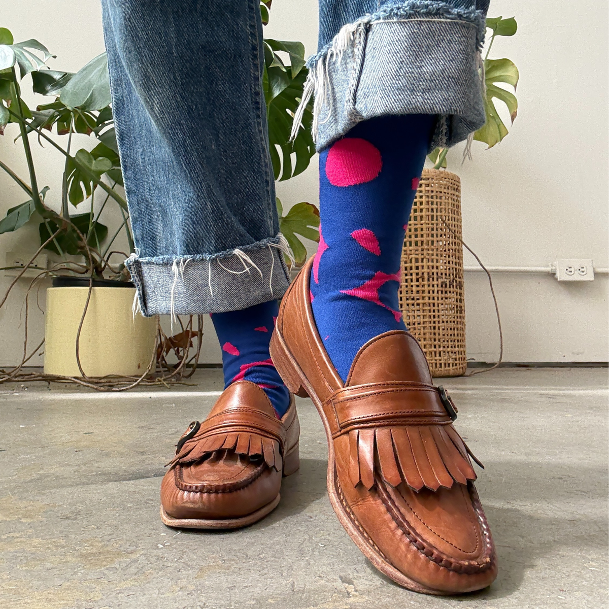Crew Socks - Dottie in Blue Raspberry