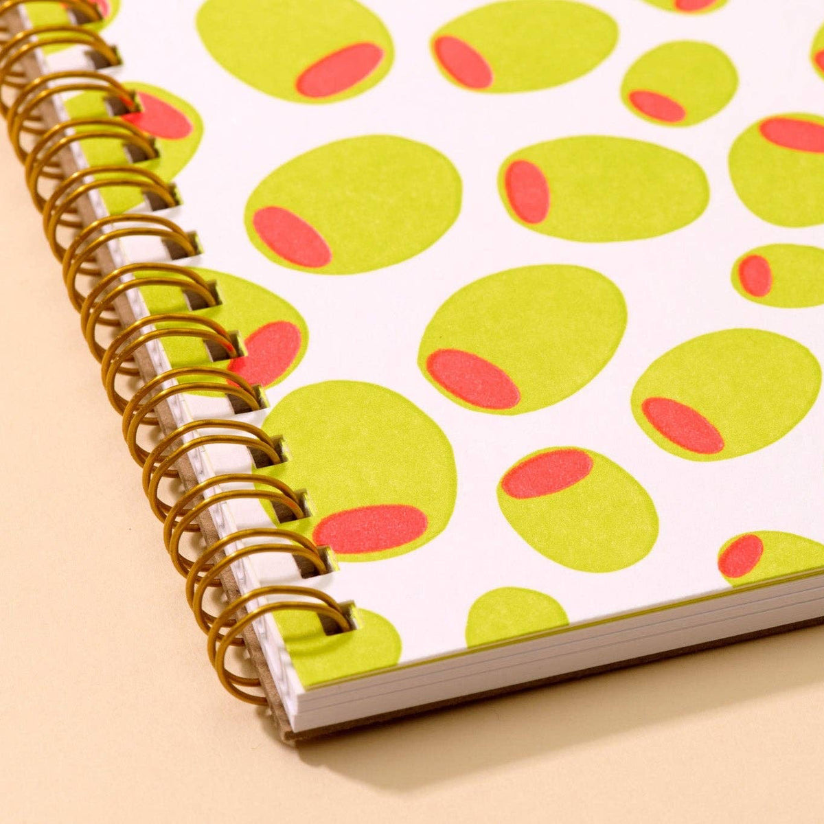 Green Olive Spiral A5 Letterpress Notebook