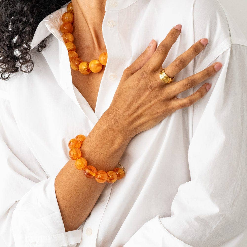 Iris Large Resin Bead Necklace Amber