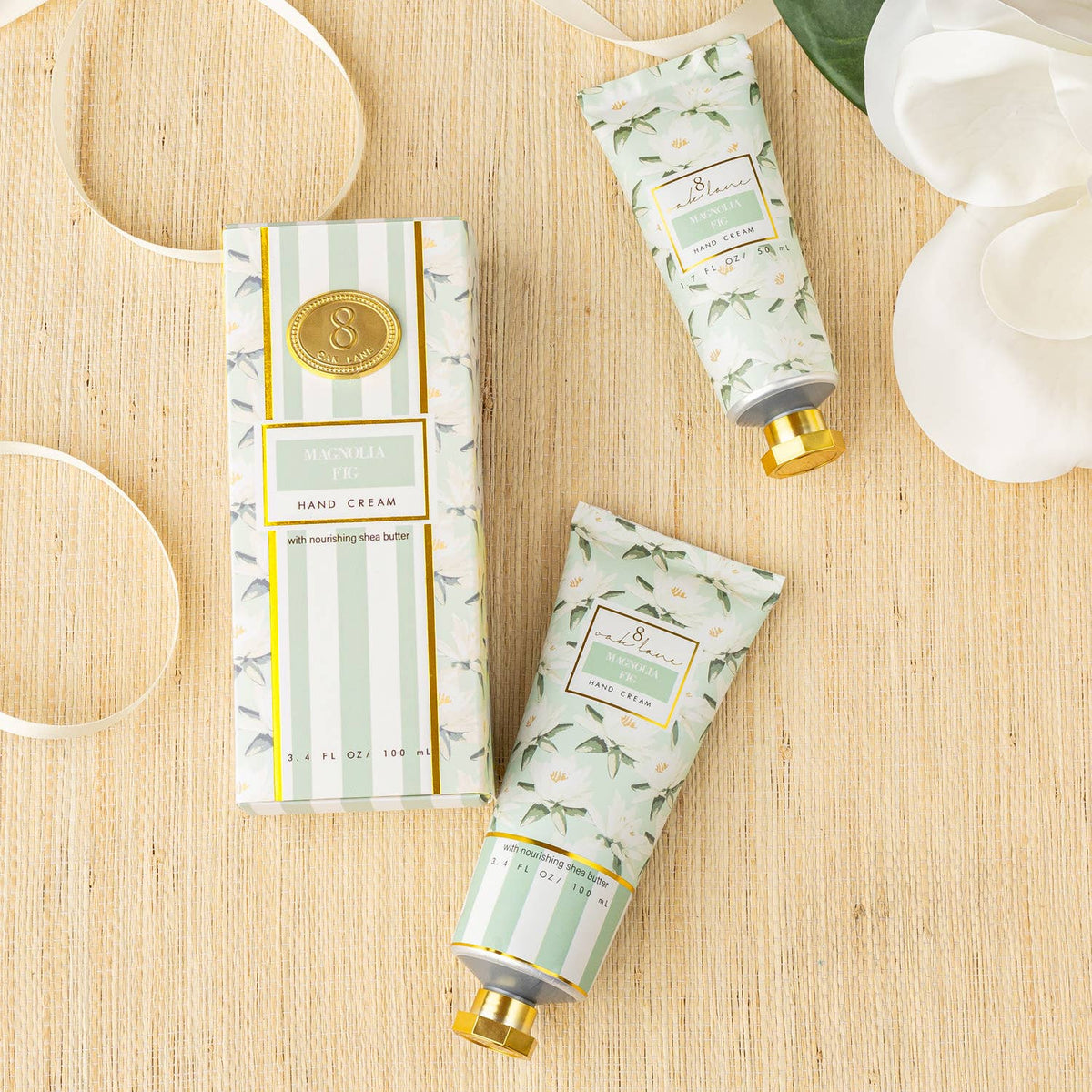 Nourishing, Scented, & Gift-Ready! Indulge your hands with our luxurious 50ml hand cream, thoughtfully crafted to provide deep hydration and lasting softness.
The accompanying fragrance blends the delicate floral notes of magnolia and jasmine with the fresh greenery of fig leaf and the airy essence of beach grass, creating a calming and uplifting atmosphere.