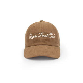 Celebrate your love of literature and community with this warm, welcoming baseball cap. Featuring "Queer Book Club" embroidered in elegant cursive script, it's the perfect accessory for book lovers who want to wear their pride and passion. Crafted from soft 100% cotton corduroy in a versatile tan shade, this cap offers comfort and durability for everyday wear. The adjustable brass metal buckle closure ensures a perfect fit for everyone.