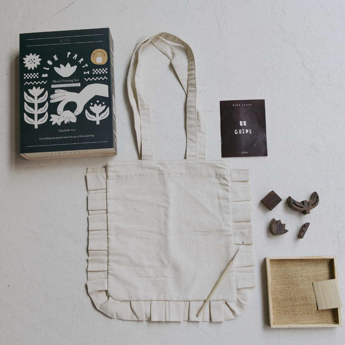 Block Printing Set - Tulip Ruffle Canvas Tote