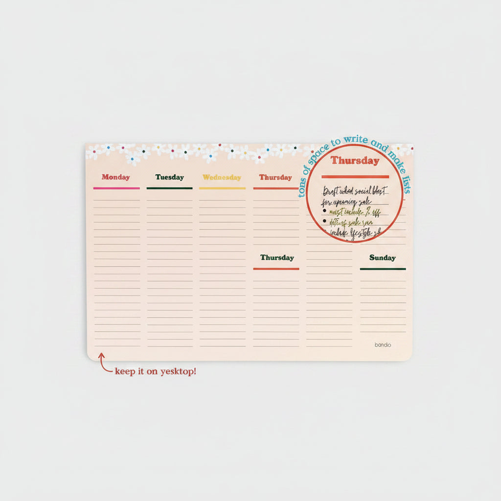 Week-To-Week Mega Desk Notepad - Daisies