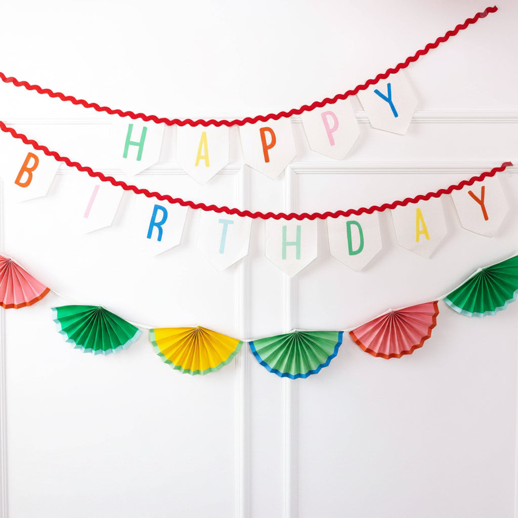 Celebrate in style with our Happy Birthday Felt Banner! This banner set will elevate any party with its vibrant design and premium felt material. Perfect for any birthday celebration, this banner will bring joy and excitement to any special occasion.
Details:
Includes 2 felt banners, each approximately 6' long
Felt pieces spelling HAPPY BIRTHDAY sewn to ricrac
Felt pieces are approximately 5.5" x 6.5" tall