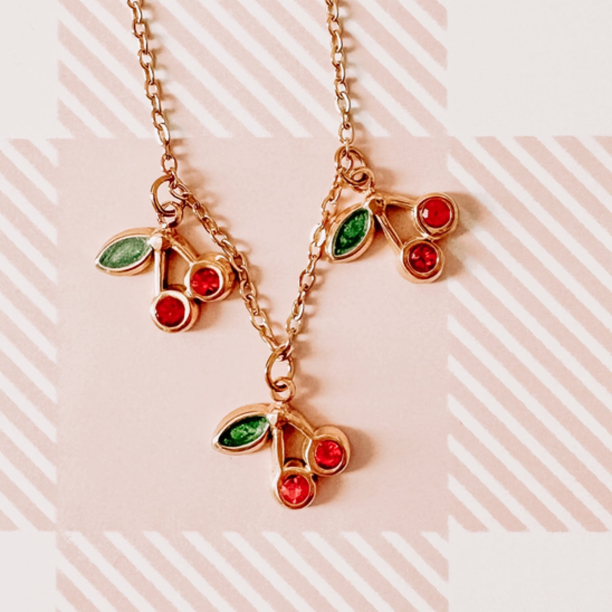 Triple Sweet Cherry Necklace