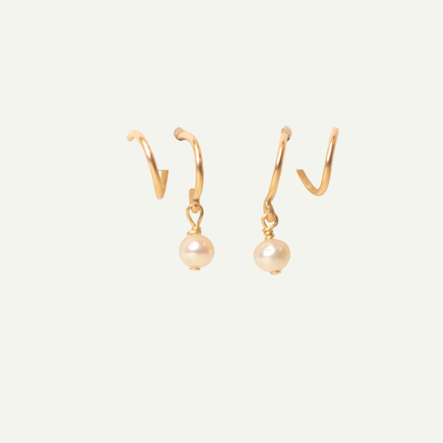 Double Twist Pearl Hoops