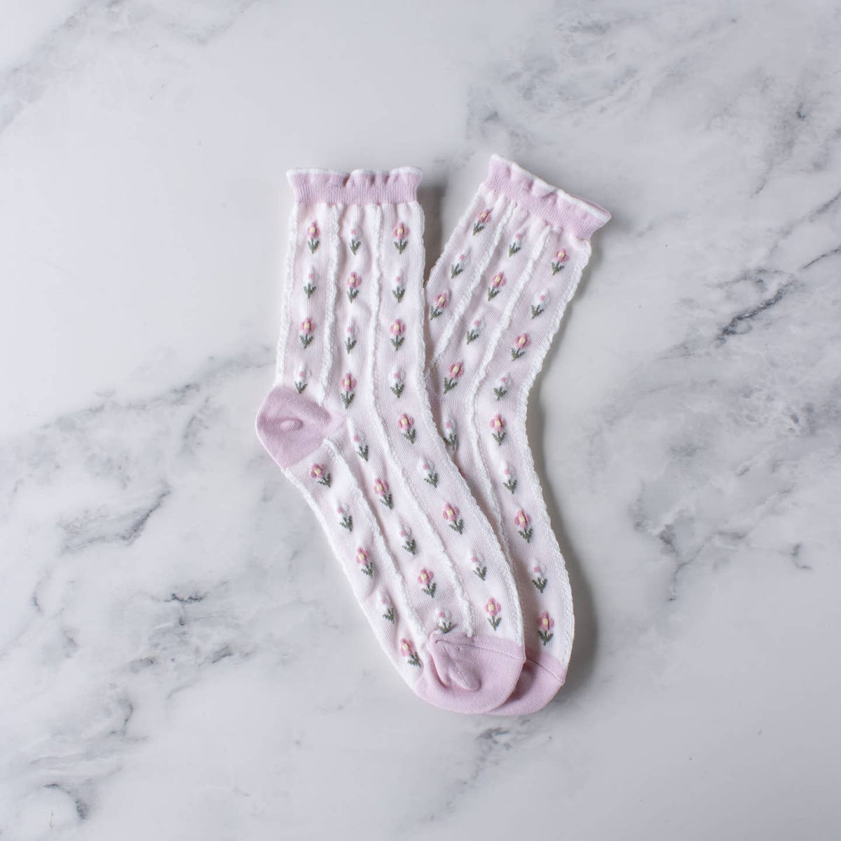 Pastel Pink Floral Socks