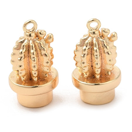 Delicately gold-plated, this charming cactus pendant brings a touch of nature’s resilience to your style. Perfect for adding subtle elegance to a charm bracelet or necklace, it serves as a thoughtful reminder of growth and strength, making it a meaningful accessory for everyday wear.
Details:
Brass Pendants, Long-Lasting Real 18K Gold Plated, Lead Free & Cadmium Free
Size: 14mm long, hole:1mm, about:8mm in diameter
Color: Real 18K Gold Plated
Material: Brass