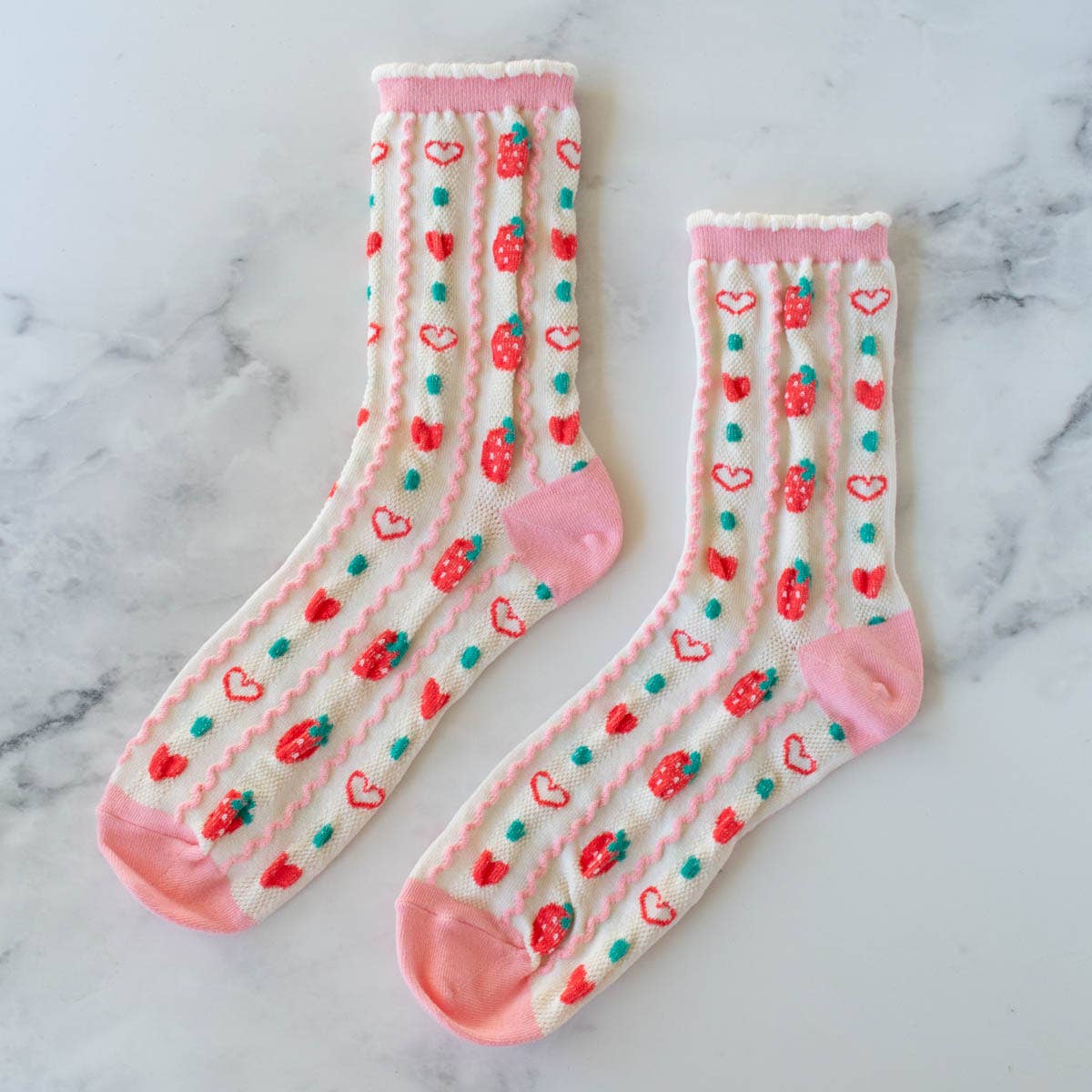 ntroducing our Retro Strawberry Casual Socks, featuring a vintage look that adds a touch of nostalgia to any outfit. Not only are these socks cute and stylish, they also provide unparalleled comfort for your feet. Upgrade your sock game with these must-have socks.
Adult Size
80% Cotton ,10% Spandex, 10% Polyester