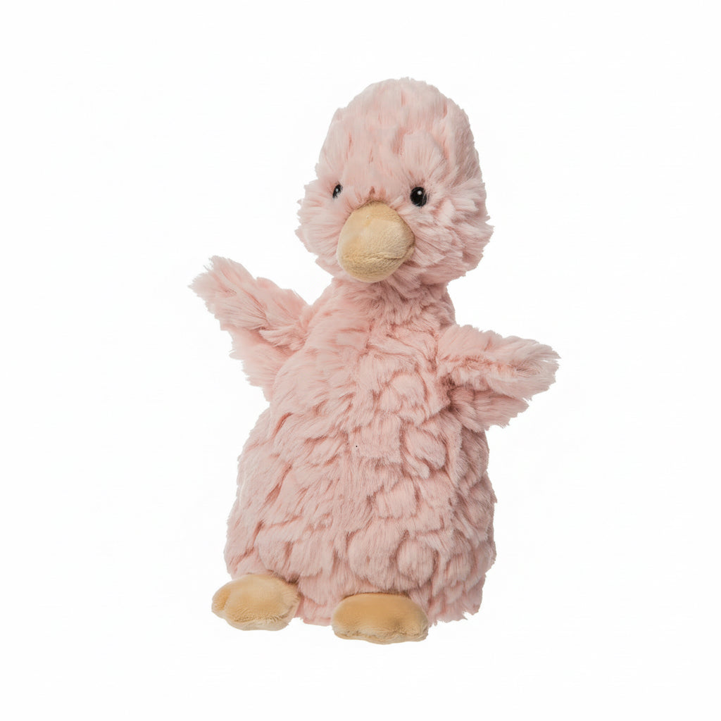 Putty Duckling features super soft etched fabric, and measures 7-inches. With lovely, warm colors and the sweetest smiles, Putty toys make oh -so -soft companions. A dab of Putty is enough to brighten every day. Kids love the softness and the elegant, classic designs have staying power. Weighted bums and feet add to floppiness.
Care for by washing in cold water on gentle cycle, air dry; soft toy made to strict quality standards to meet or exceed US Safety requirements.