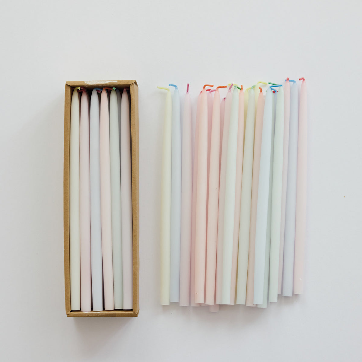 Multi Color Unscented Thin Taper Candles