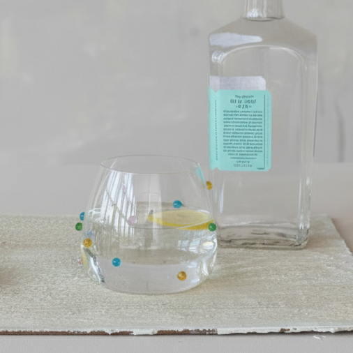 Colorful Raised Dot Handmade Drinking Glass