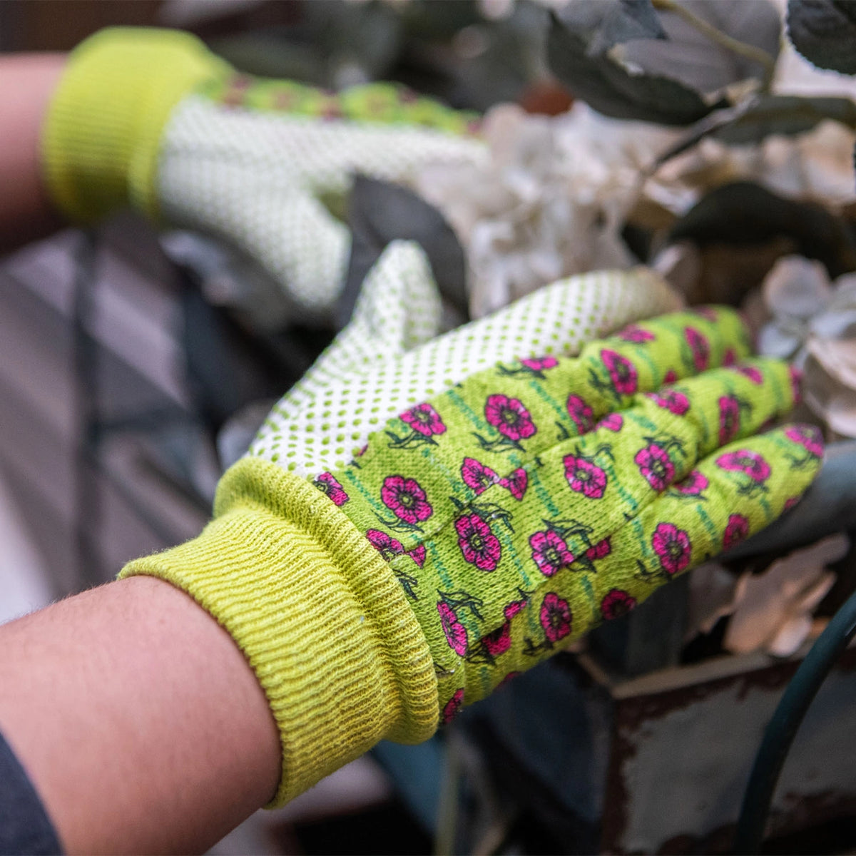 Women’s Soft Jersey Floral Garden Gloves - 3 Color Options