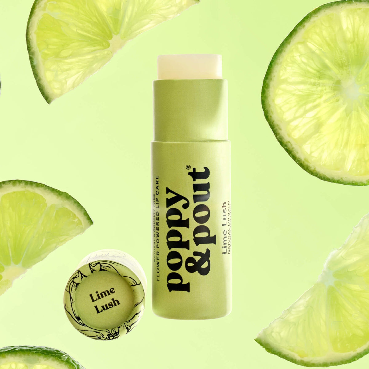 Fresh lime and sparkling citrus notes create a flavor that's crisp, juicy, and wonderfully refreshing. Lime Lush is bright, energetic, and perfect for citrus lovers.
Made with 100% natural ingredients, this lip balm is hand-poured in the USA and packaged in our eco-friendly recyclable cardboard tube. It's cruelty-free, Leaping Bunny certified, and crafted to keep lips soft, smooth, and nourished.
