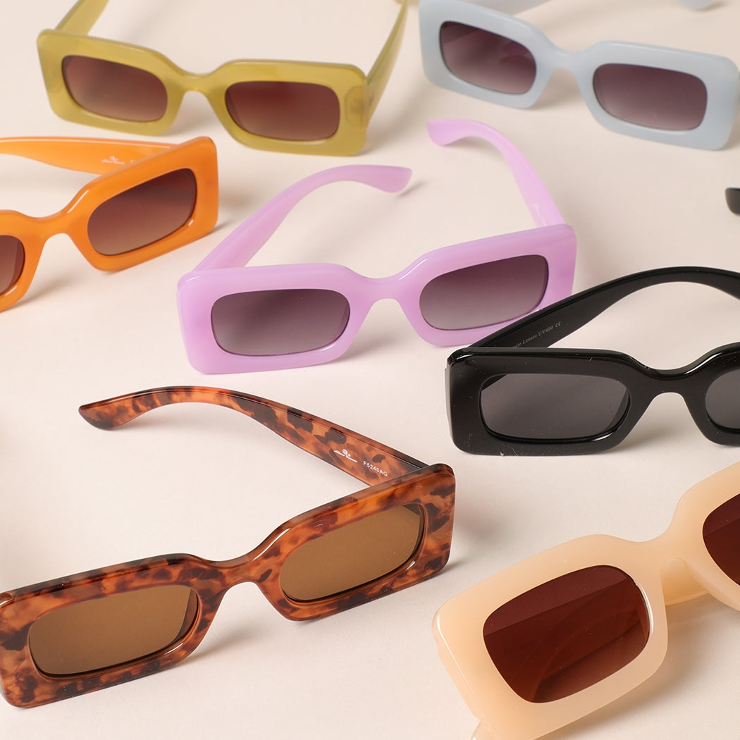Women's Bold Rectangular Sunglasses - 7 Color Choices