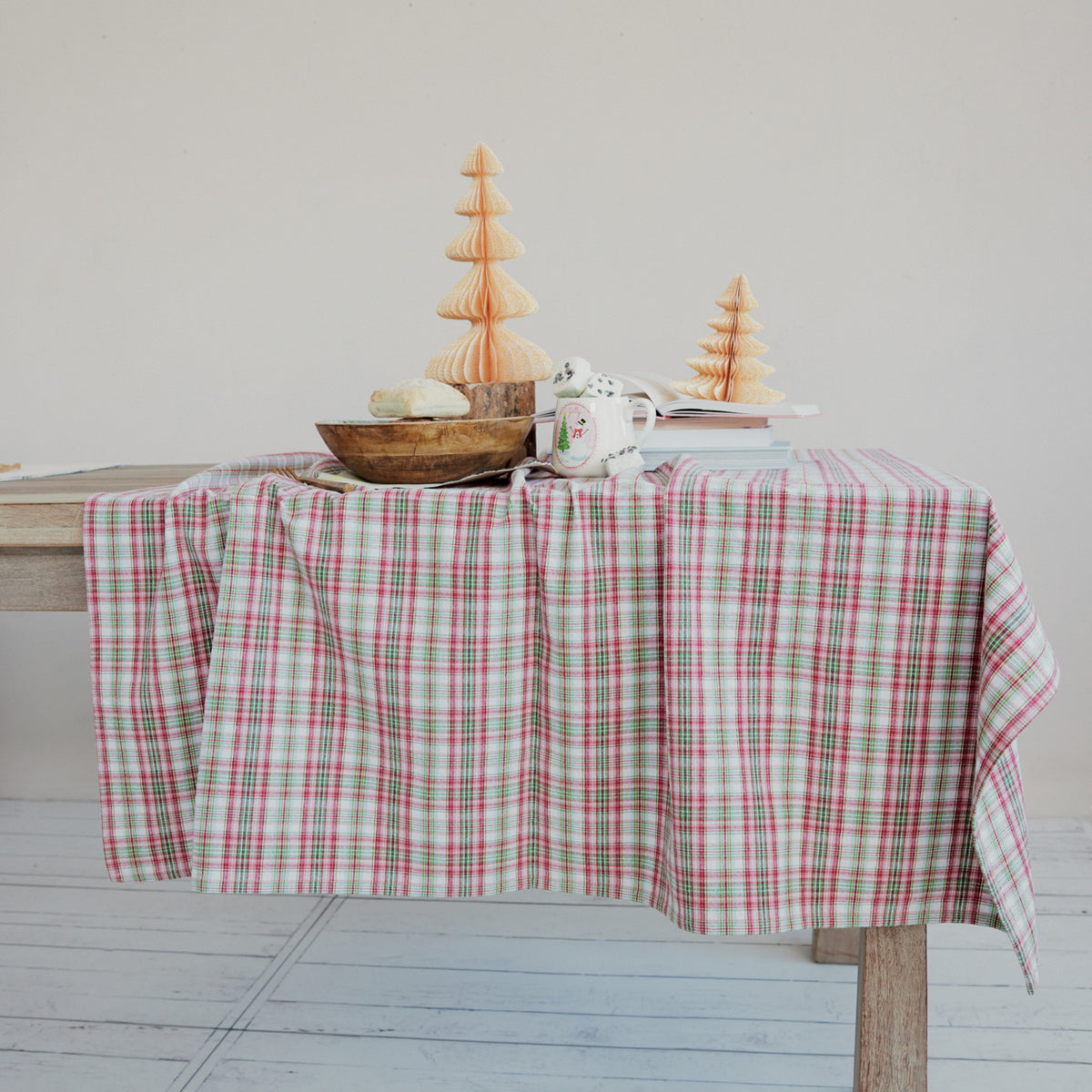 Soft Holiday Plaid Cotton Table Cloth