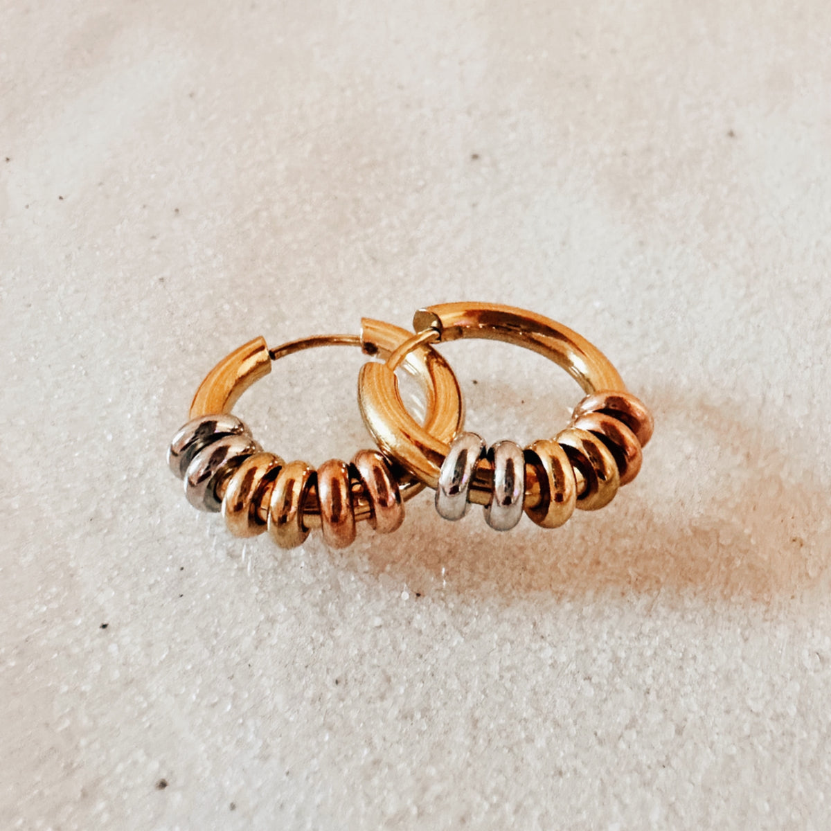 Mixed Metal Loop Earrings