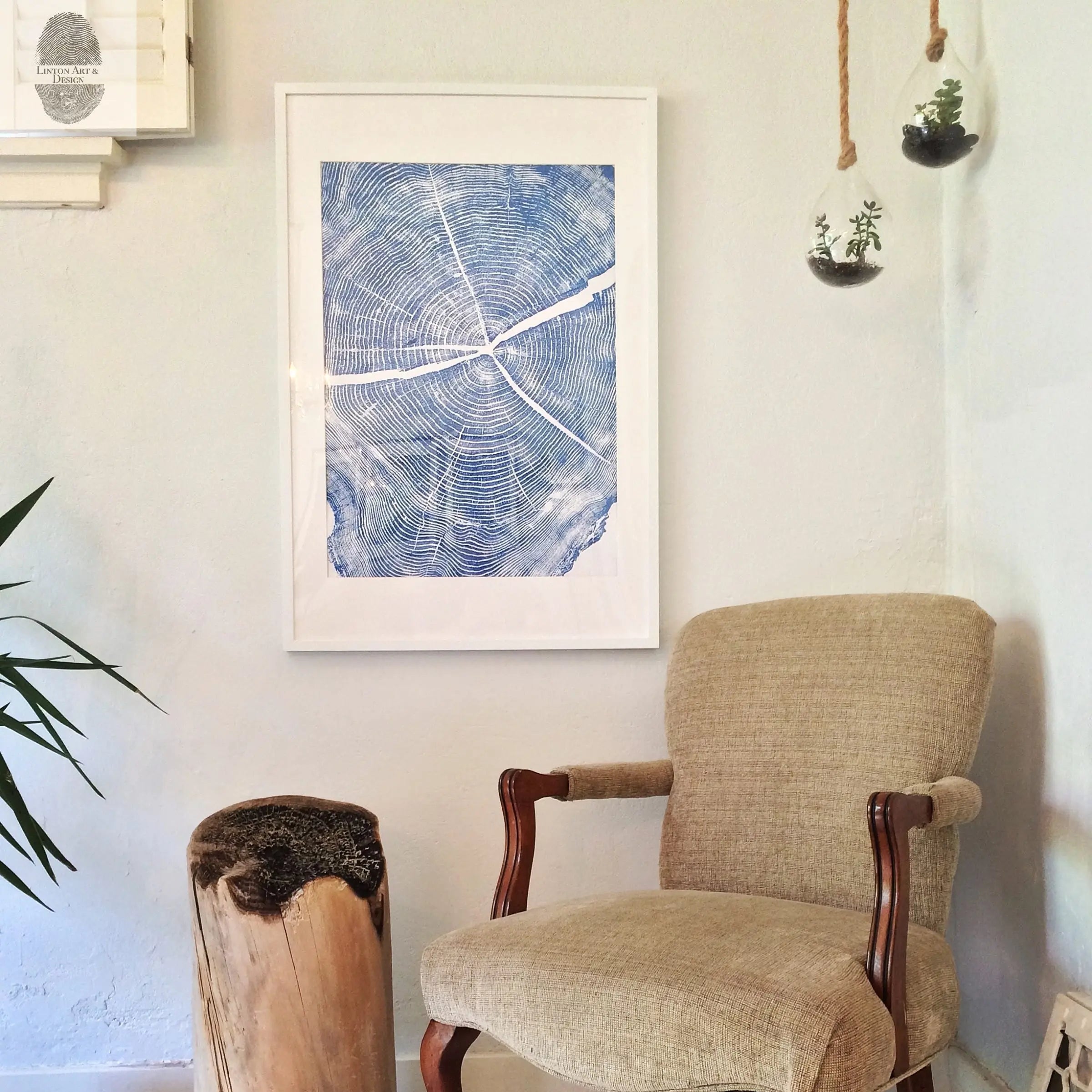 Provo, Utah, Locust in Blue Cropped Tree Ring - 24x36