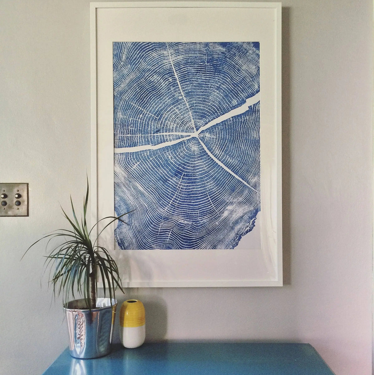 Provo, Utah, Locust in Blue Cropped Tree Ring - 24x36