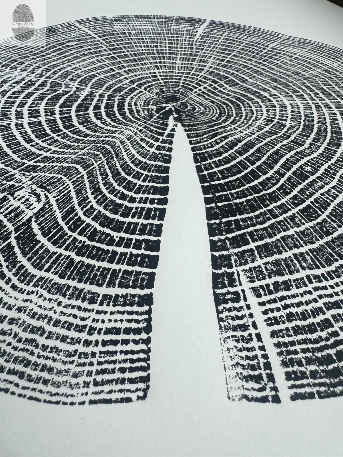 Red Oak Tree Ring Print – Spartanburg County, SC – 18x24 Original Signed Woodcut