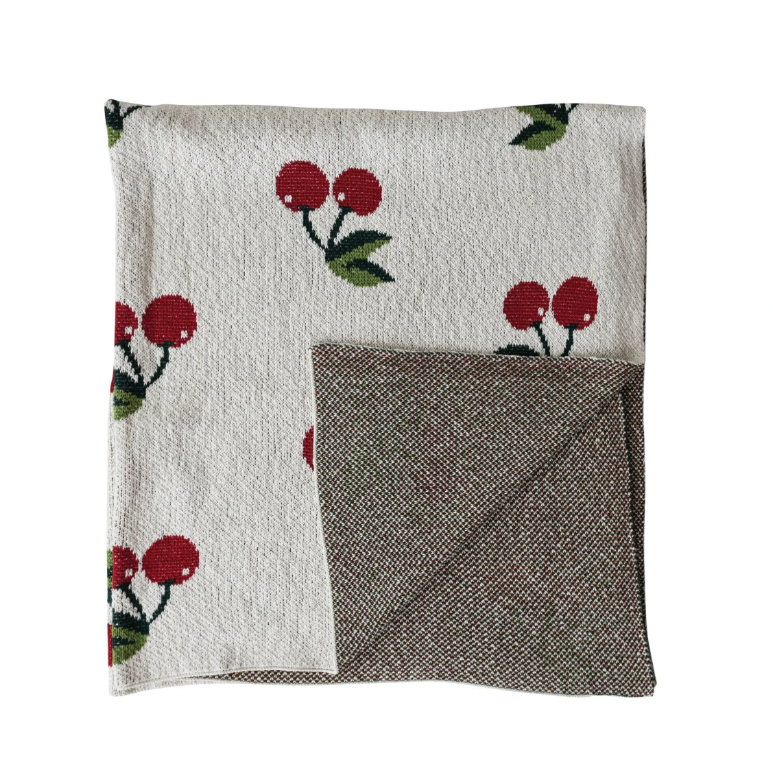 Cotton Knit Cherry Throw Blanket