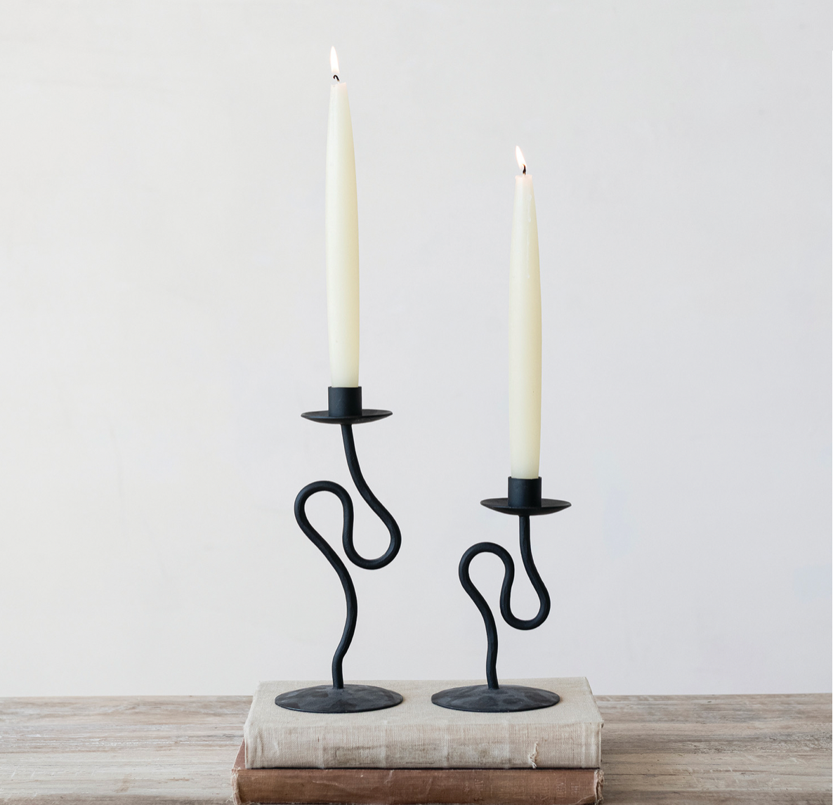 Hand-Forged Black Iron Abstract Taper Holder - Large