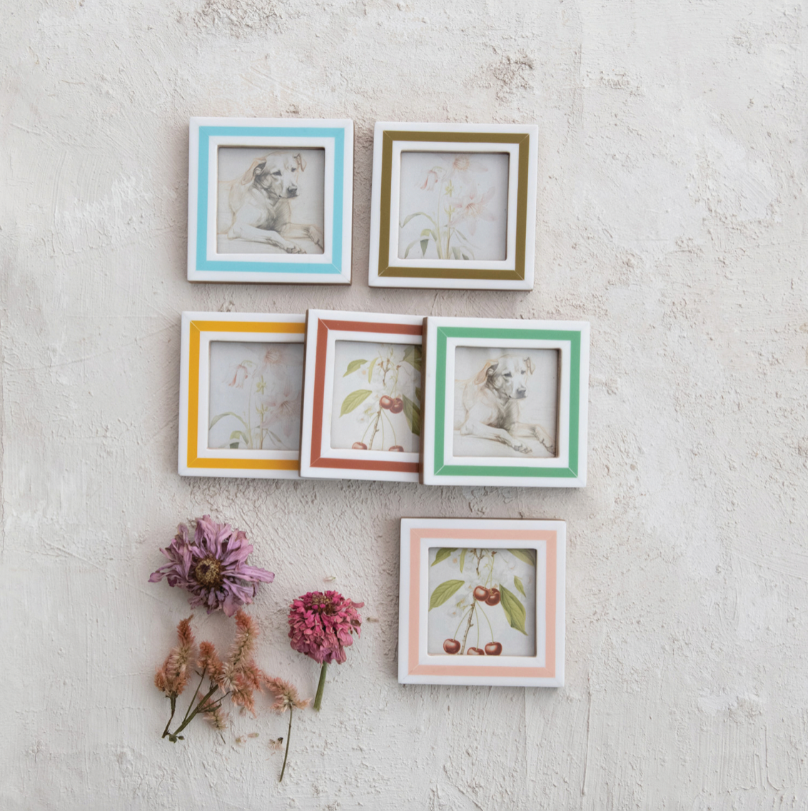 Resin & MDF Photo Frame Magnet w/ Inlaid Stripes