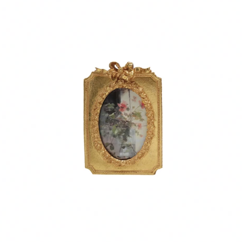 Resin Photo Frame with Bow - Gold Finish