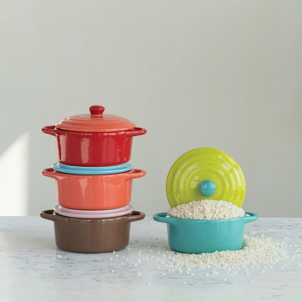 Stoneware Two-Tone Baker - Red & Orange