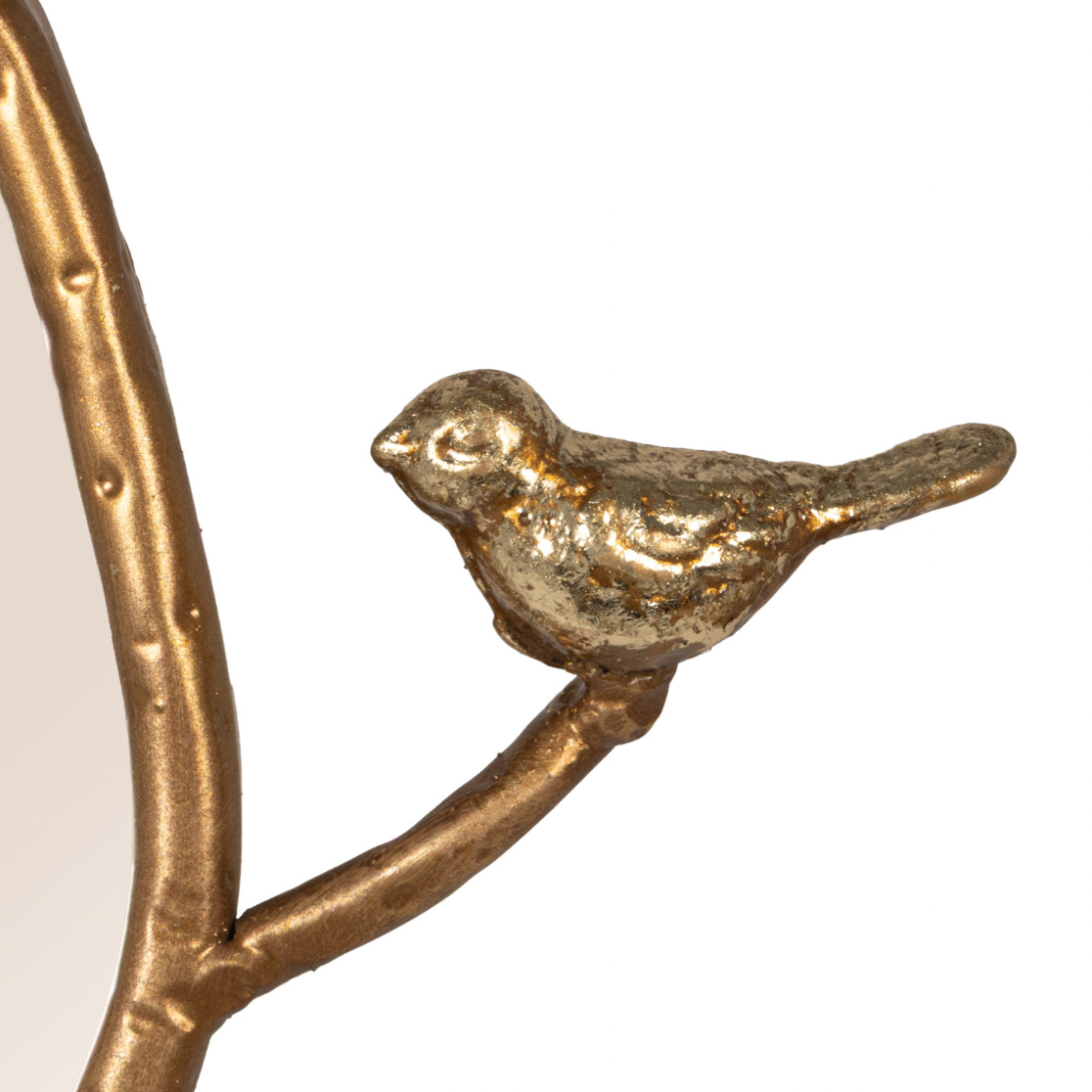 Twig Framed Standing Mirror with Birds & Leaves - Gold Finish
