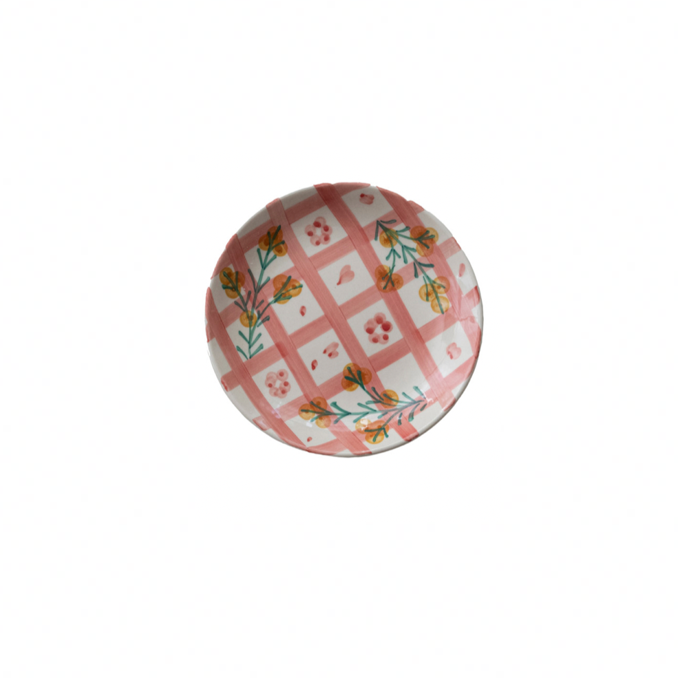 Hand-Painted Stoneware Plate PINK