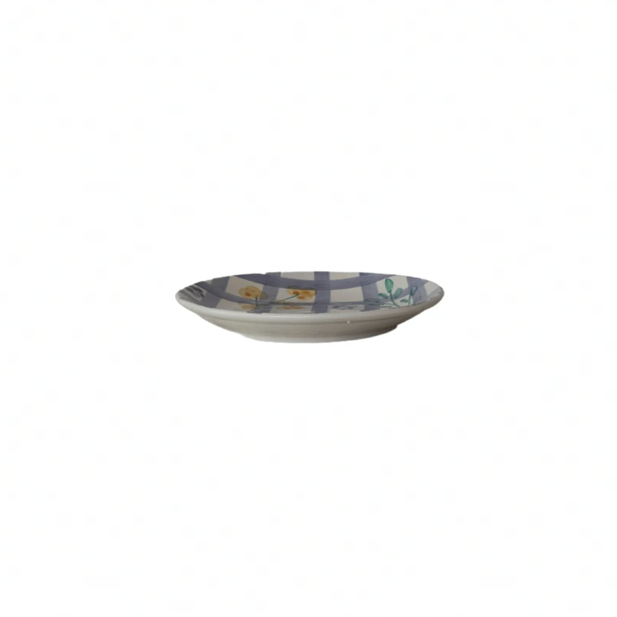 Hand-Painted Stoneware Plate Blue