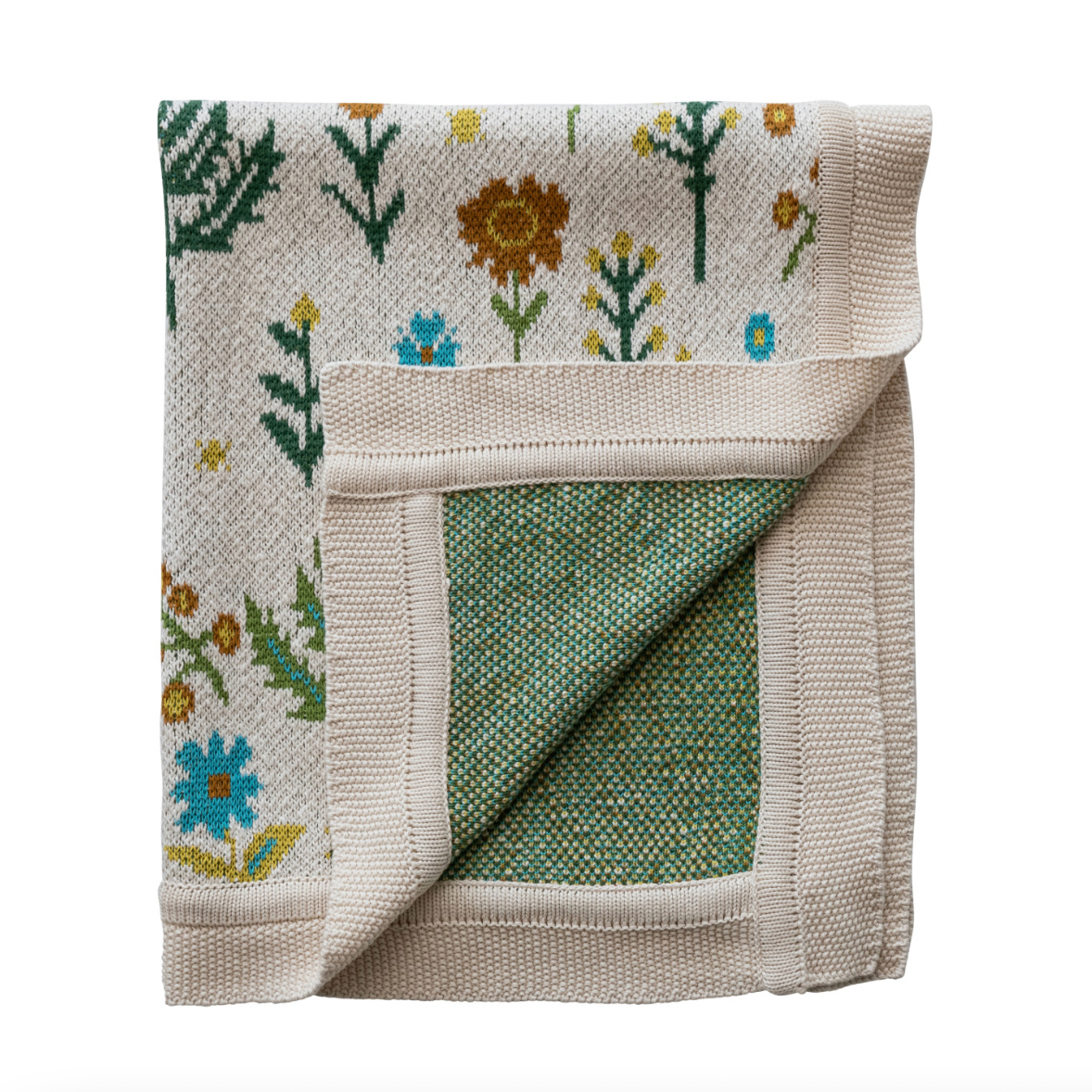 Floral Cotton Knit Baby Blanket