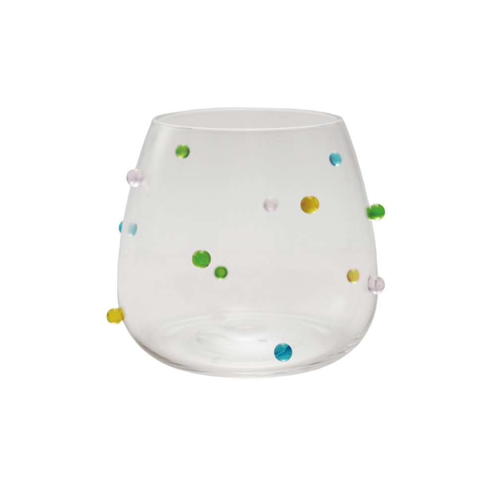 Handmade Drinking Glass with Raised Dots