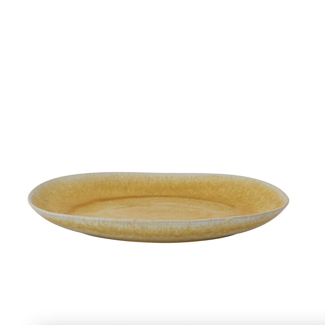 Yellow ceramic plate on a white background