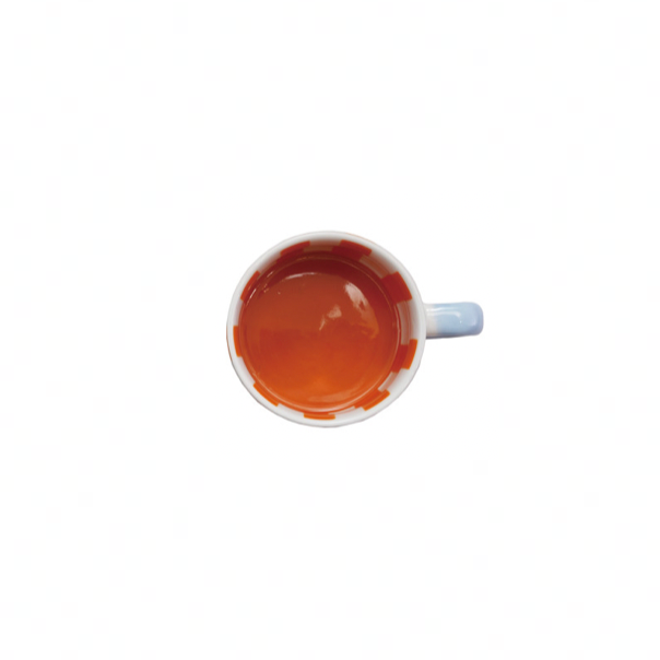 Hand-Painted Stoneware Striped Mug - Orange