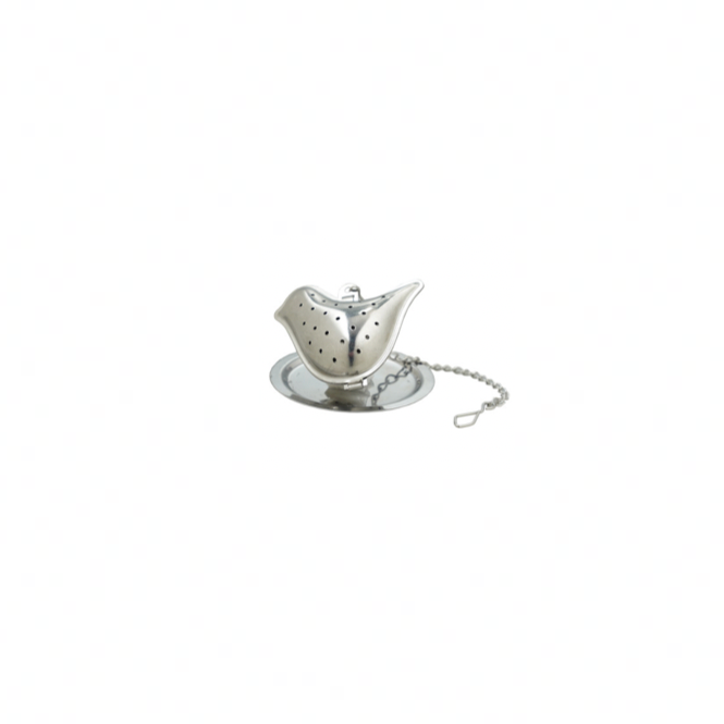 bird shaped tea infuser on a white background