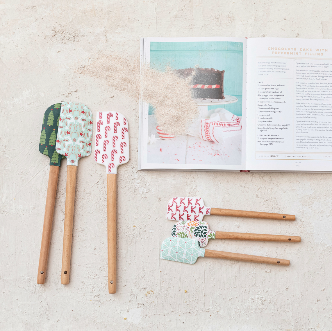 Holiday Silicone & Wood Spatulas - 6 Styles Available