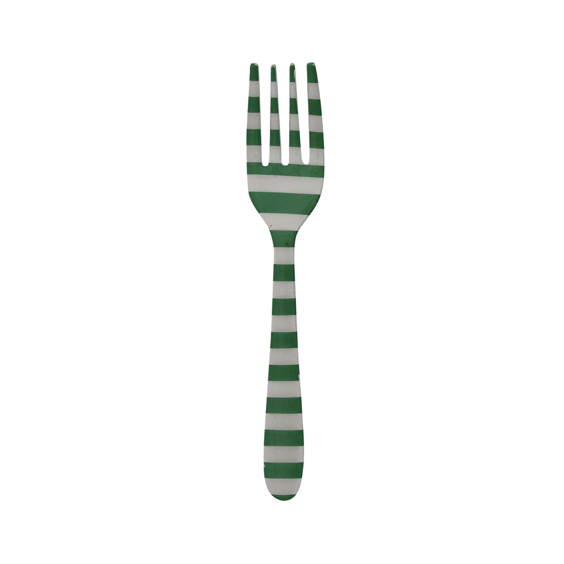 Festive striped enameled dessert forks add cheerful holiday charm to your table setting. This set of two features vibrant colors with a durable enamel finish and comfortable grip. Perfect for holiday gatherings, special dinners, or as a thoughtful seasonal gift. Each fork measures 5-1/2" long—ideal for desserts, appetizers, or everyday use.