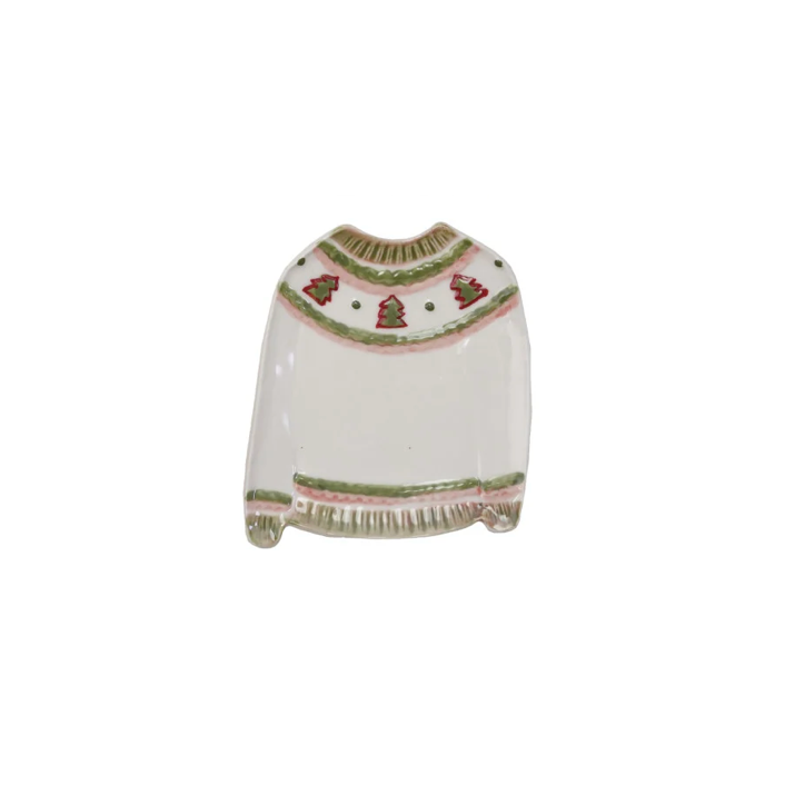Christmas Sweater Shaped Plate - with tree print