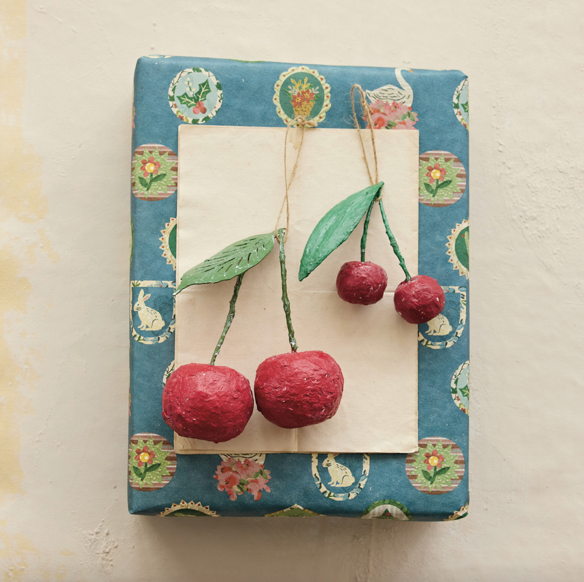 Paper Mache Cherries Ornament - Large