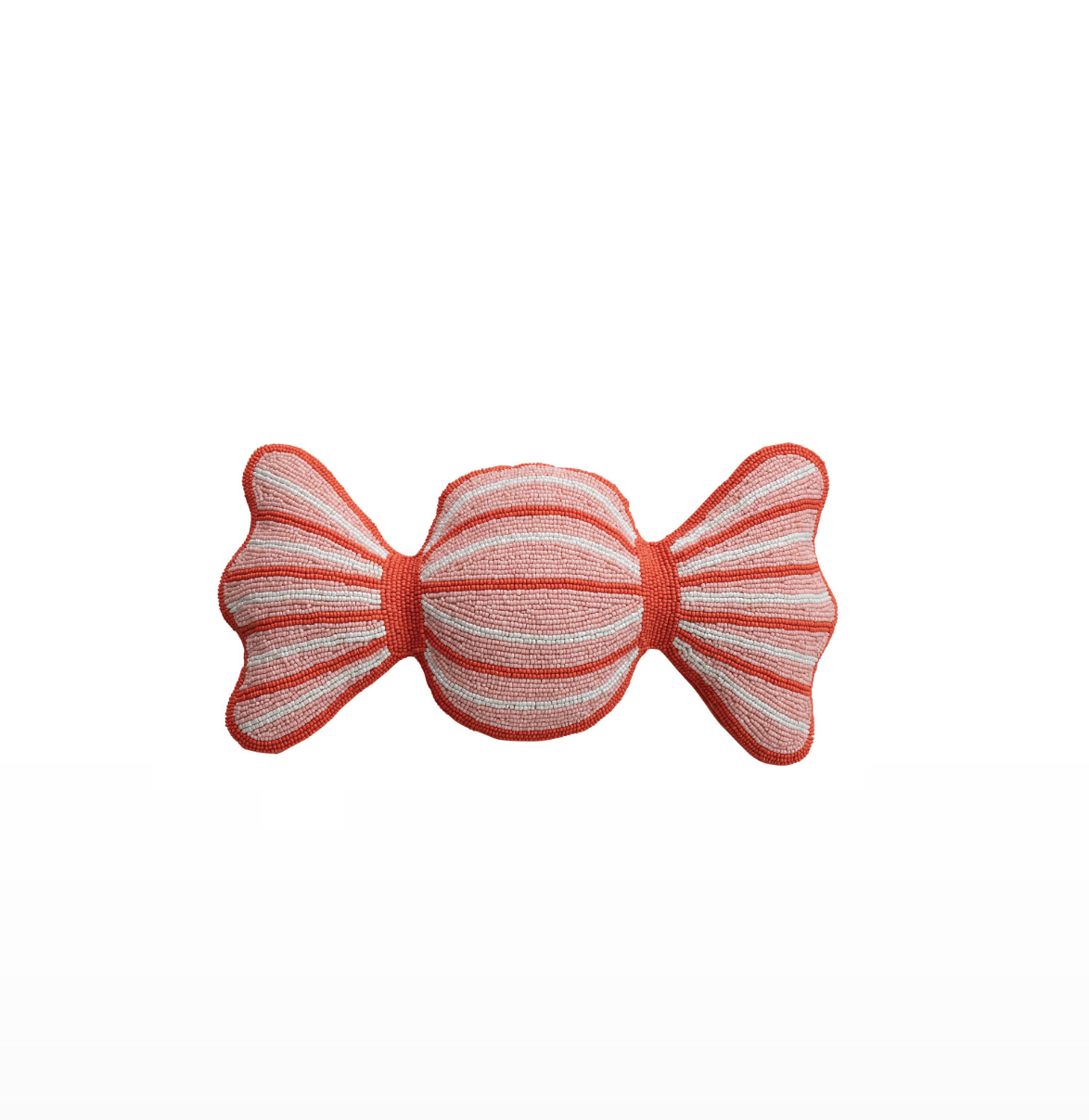Soft Holiday Whimsy Beaded Candy Pillow - Coral Pink