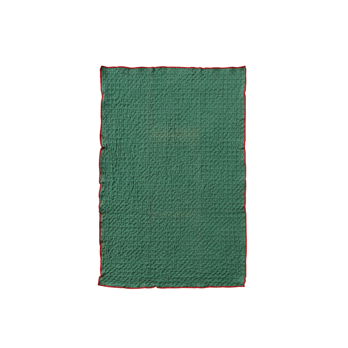 Holiday Edging Cotton Waffle Tea Towel - Green