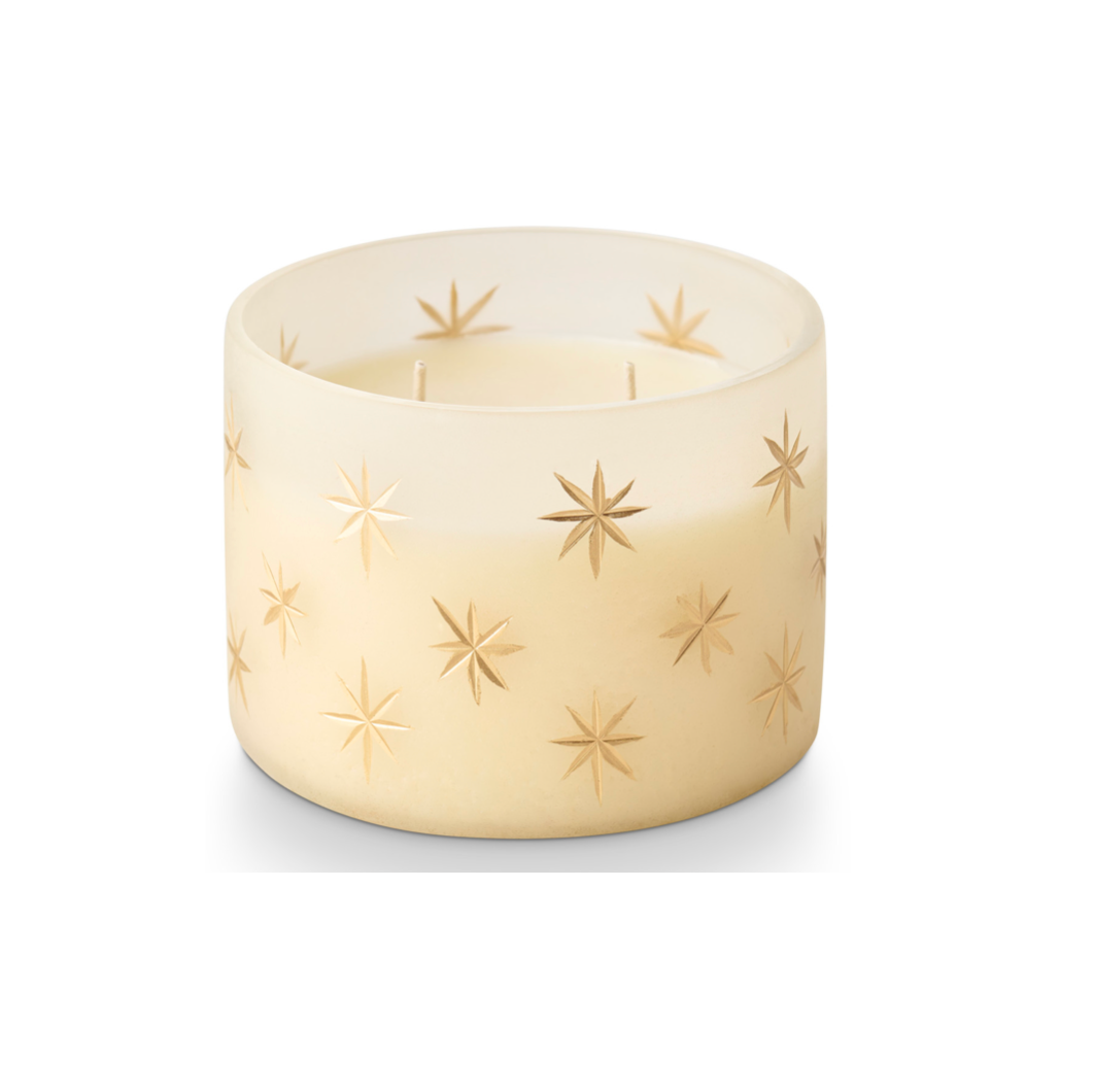 Winter White Frosted Star Glass brings moment-making appeal to a fragrance assortment. Winter White Frosted Star Glass
