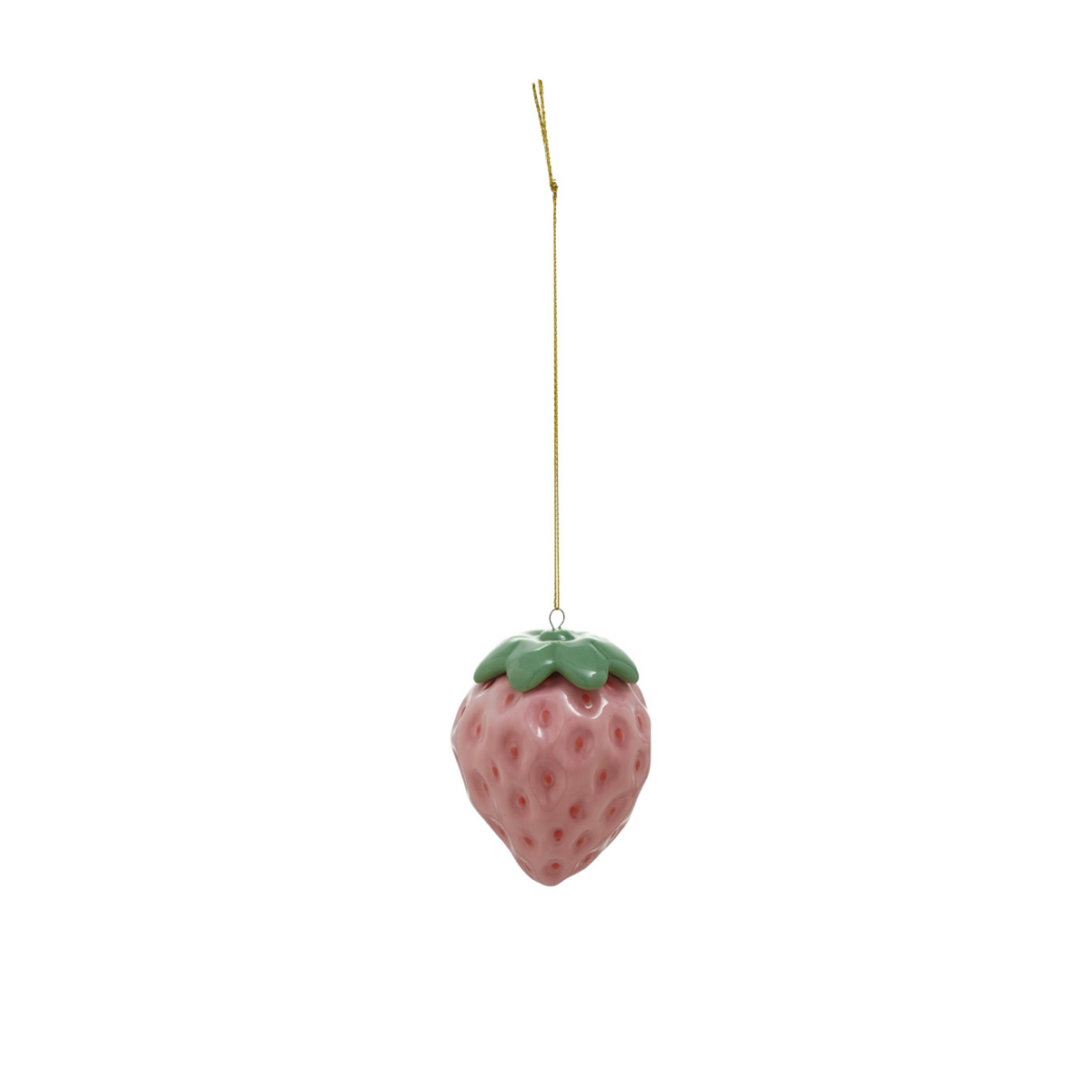 Pink Strawberry Ceramic Ornament