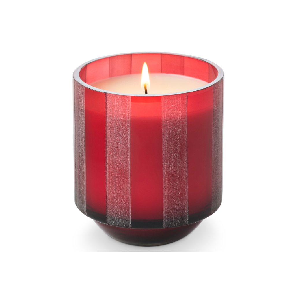 Cranberry Currant Etched Striped Glass